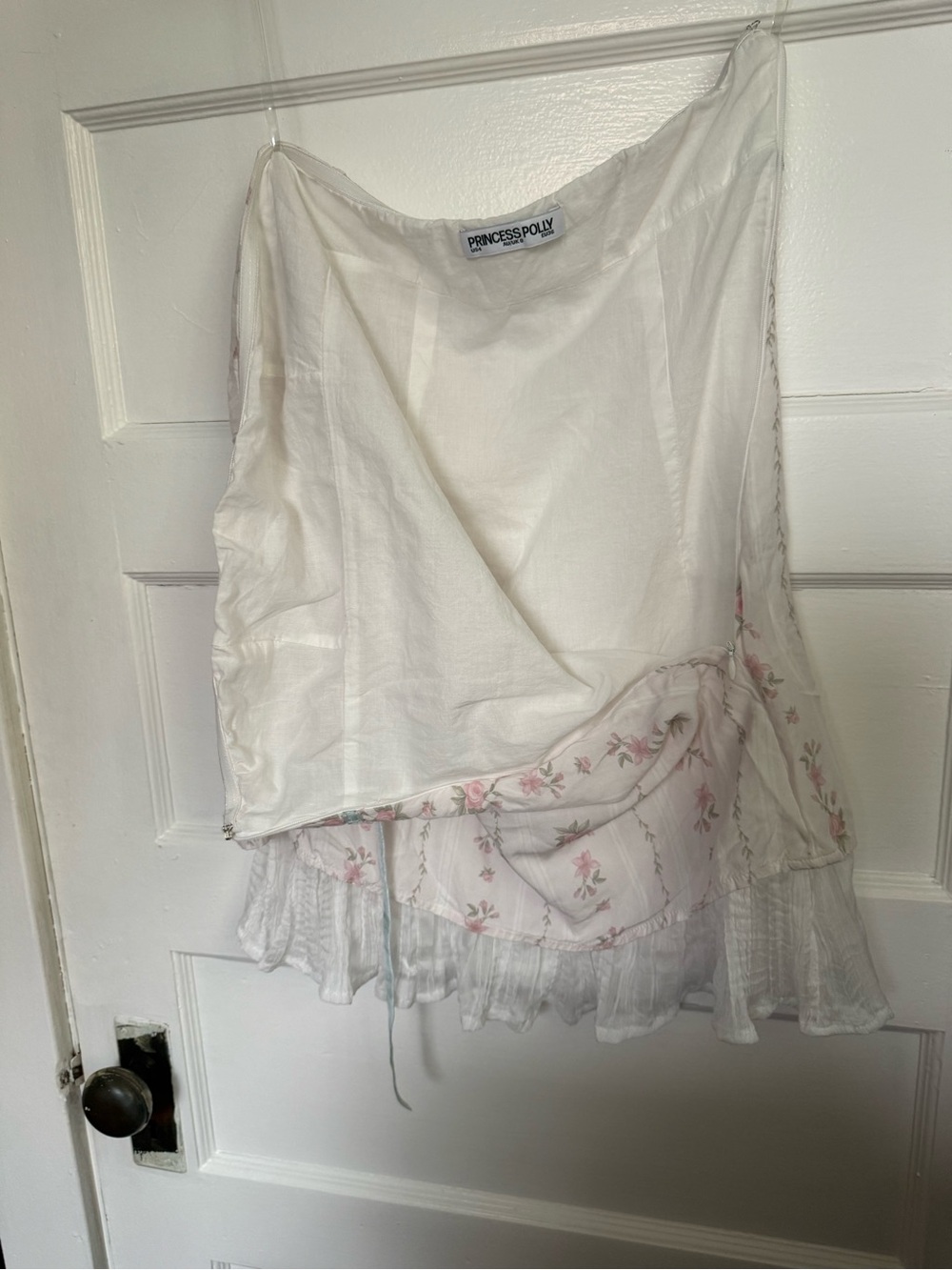 Princess Polly Romantic Boho Coquette Floral Strapless Dress with Blue Trim Sz 4 - Picture 8 of 13